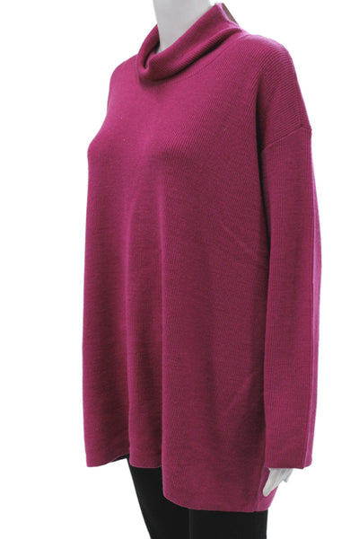 Eileen Fisher Womens Merino Cowl Pullover Sweater Purple Long Sleeve Size XL