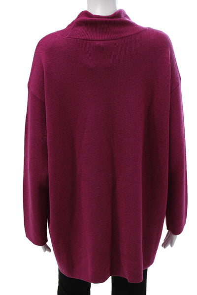 Eileen Fisher Womens Merino Cowl Pullover Sweater Purple Long Sleeve Size XL