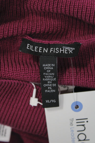 Eileen Fisher Womens Merino Cowl Pullover Sweater Purple Long Sleeve Size XL