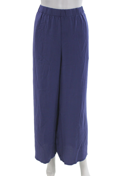 Eileen Fisher Women Silk Dress Pants Blue Pull On Solid Spring Size XL