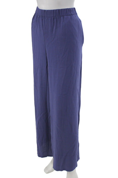 Eileen Fisher Women Silk Dress Pants Blue Pull On Solid Spring Size XL