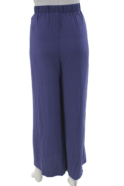 Eileen Fisher Women Silk Dress Pants Blue Pull On Solid Spring Size XL