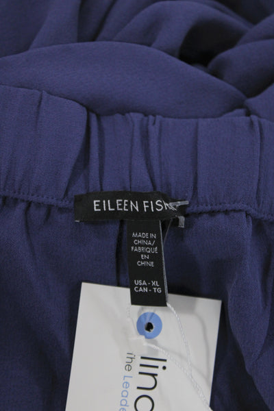 Eileen Fisher Women Silk Dress Pants Blue Pull On Solid Spring Size XL