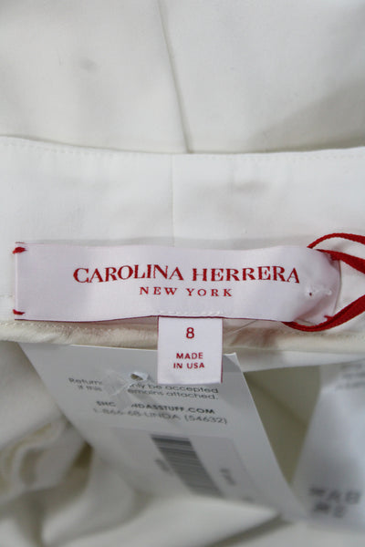 Carolina Herrera Womens Ankle Pants White Zip 25in Inseam 48% Cotton Size 8