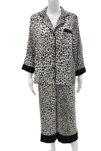 Kate Spade Women's Long Sleeves Two Piece Pants Pajama Set Animal Print Size L