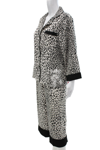 Kate Spade Women's Long Sleeves Two Piece Pants Pajama Set Animal Print Size L