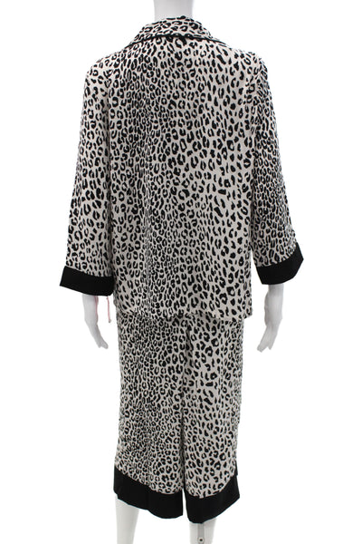 Kate Spade Women's Long Sleeves Two Piece Pants Pajama Set Animal Print Size L
