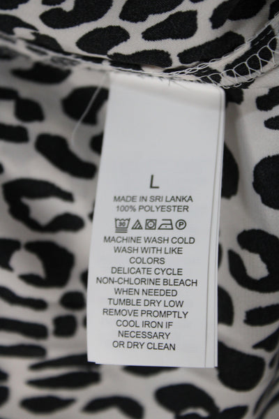 Kate Spade Women's Long Sleeves Two Piece Pants Pajama Set Animal Print Size L