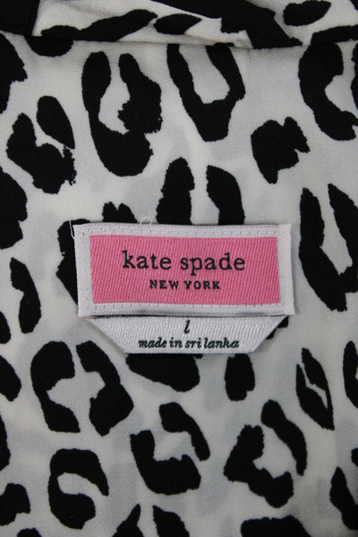 Kate Spade Women's Long Sleeves Two Piece Pants Pajama Set Animal Print Size L