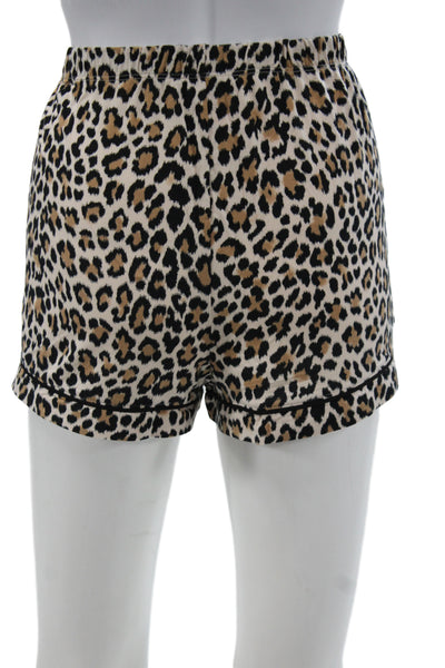 Kate Spade Women's Short Sleeves Two Piece Shorts Pajama Set Animal Print Size L