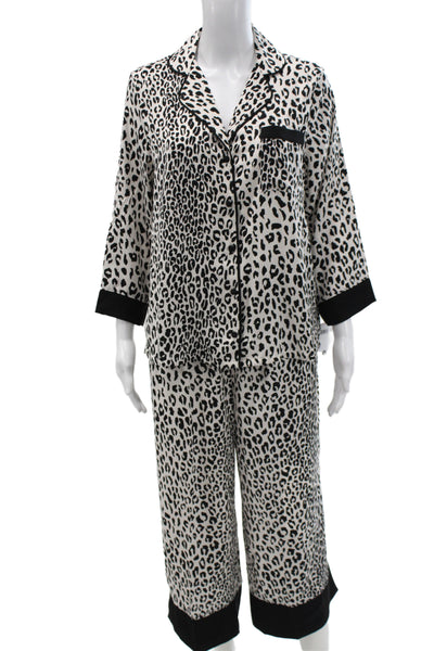 Kate Spade Women's Long Sleeves Two Piece Pajama Set Animal Print Size M