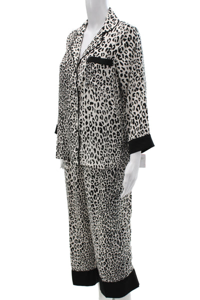 Kate Spade Women's Long Sleeves Two Piece Pajama Set Animal Print Size M