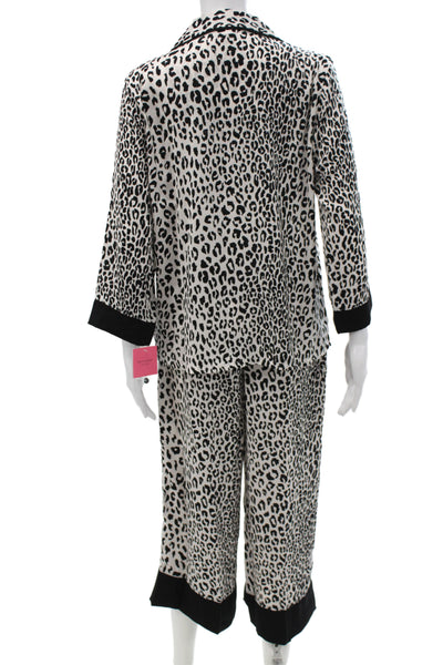 Kate Spade Women's Long Sleeves Two Piece Pajama Set Animal Print Size M