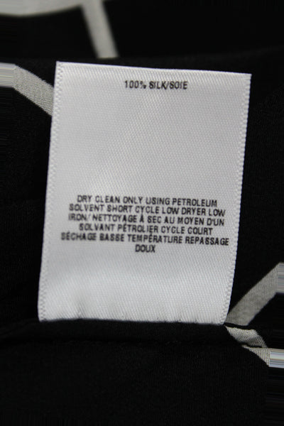 Oscar de la Renta Womens Tunic Black Silk Checked Sleeveless Collared Size 10