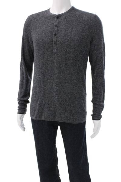 Rag & Bone Mens Merino Wool Henley Sweater Gray Size M