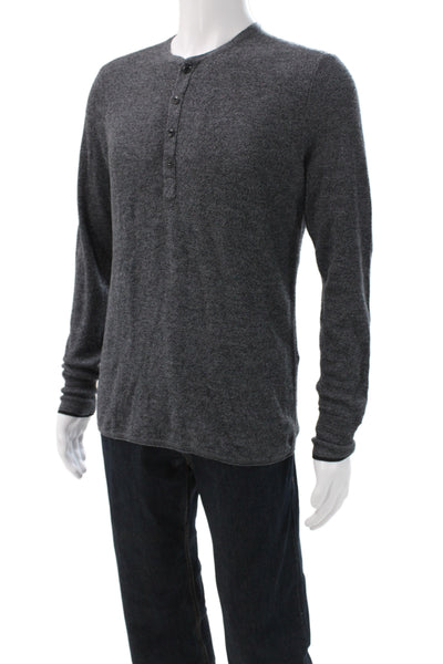 Rag & Bone Mens Merino Wool Henley Sweater Gray Size M
