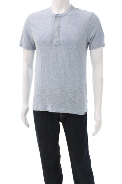 Faherty Mens Henley T Shirt Cotton Blue Short Sleeve Size S