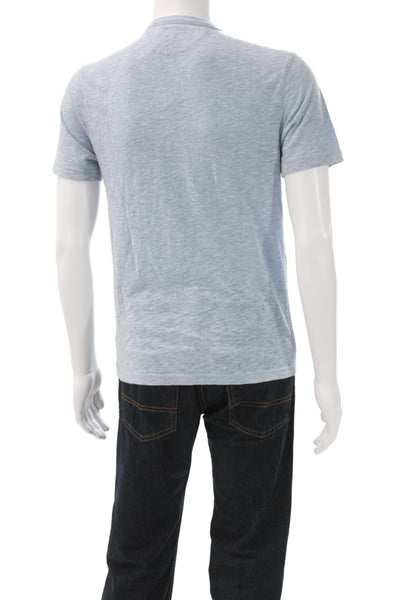 Faherty Mens Henley T Shirt Cotton Blue Short Sleeve Size S