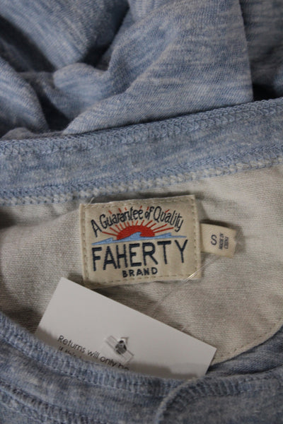 Faherty Mens Henley T Shirt Cotton Blue Short Sleeve Size S