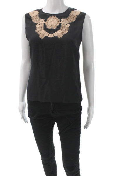Dolce & Gabbana Womens Silk Sleeveless Camisole Black Round Neck Size 40