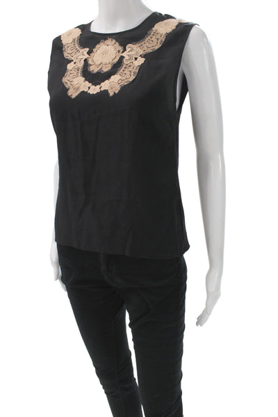 Dolce & Gabbana Womens Silk Sleeveless Camisole Black Round Neck Size 40