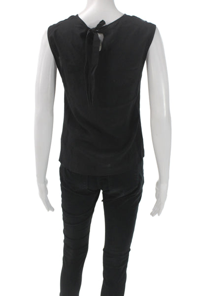 Dolce & Gabbana Womens Silk Sleeveless Camisole Black Round Neck Size 40