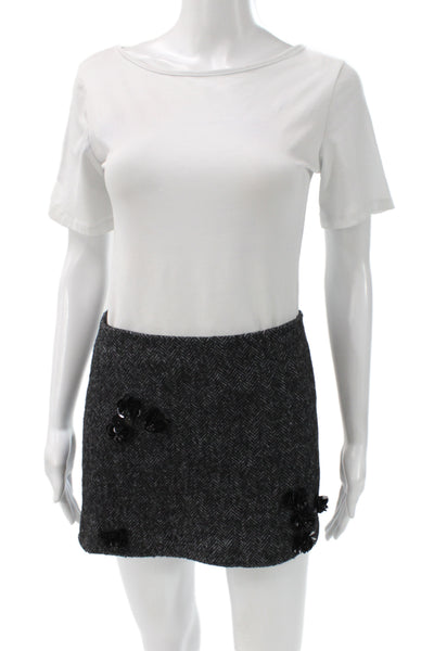 Zara Womens Mini Herringbone Gray Skirt Short Size S