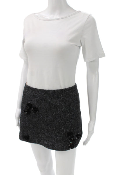 Zara Womens Mini Herringbone Gray Skirt Short Size S