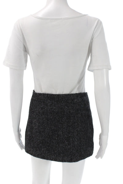 Zara Womens Mini Herringbone Gray Skirt Short Size S