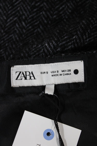 Zara Womens Mini Herringbone Gray Skirt Short Size S