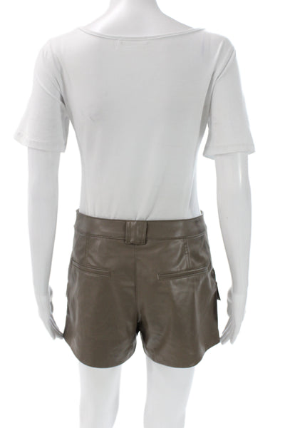 Zara Women Cargo Skirt Brown Faux Leather Short Zip Casual Size S