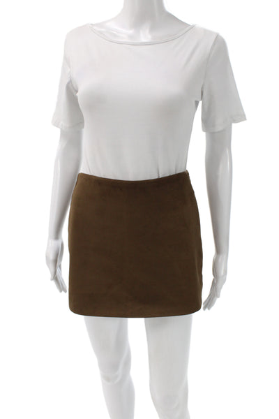Zara Womens Mini Skort Brown Suede Zip Fall Size S