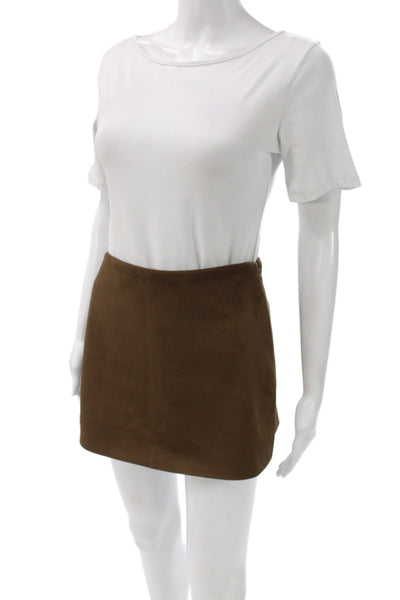 Zara Womens Mini Skort Brown Suede Zip Fall Size S