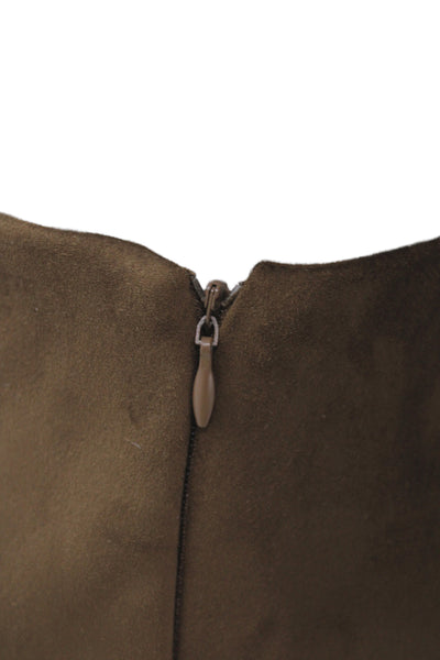Zara Womens Mini Skort Brown Suede Zip Fall Size S