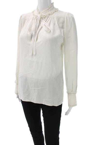 Roberto Cavalli Womens Silk Tunic High Neck Long Sleeve Ivory Size 40