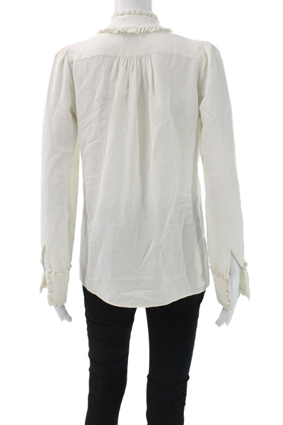 Roberto Cavalli Womens Silk Tunic High Neck Long Sleeve Ivory Size 40