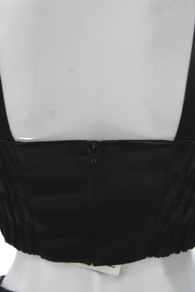 Rhone Women Cropped Tank Square Neck Sleeveless Black Acetate Size M