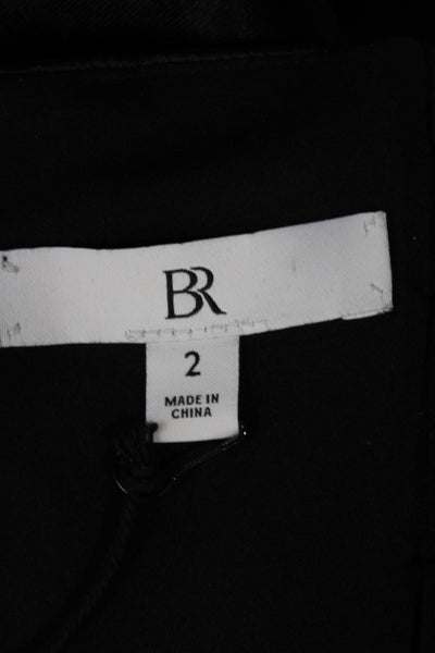 BR Women Camisole Black Square Neck 100% Acetate Zip Solid Size 2