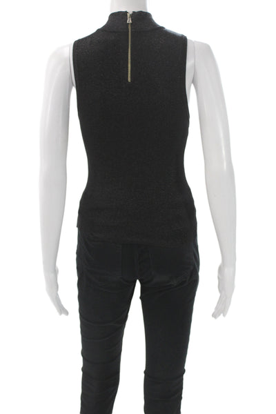 Rhone Women Cropped Tank Square Neck Sleeveless Black Acetate Size M