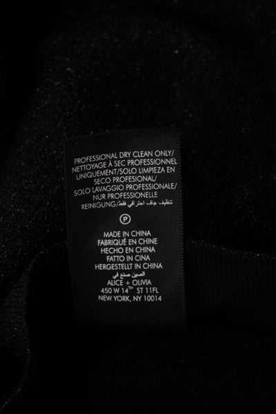 Alice + Olivia Women Black Metallic Mock Neck Basic Tank Sleeveless Size XS