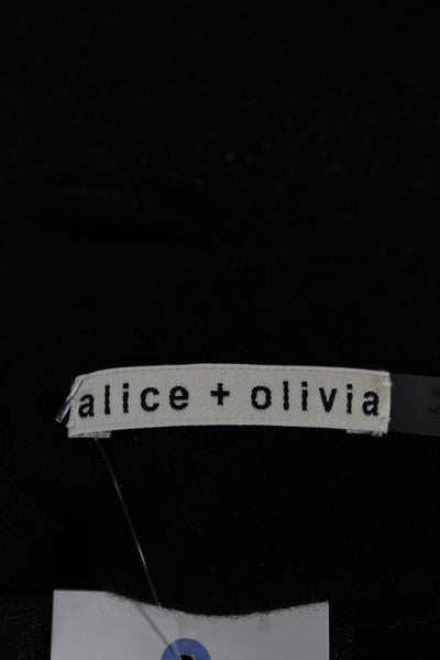 Alice + Olivia Women Black Metallic Mock Neck Basic Tank Sleeveless Size XS
