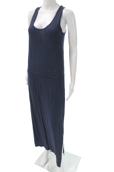 Marine Layer Women Maxi Dress Blue Scoop Neck Sleeveless Poly Mid-Calf Size M
