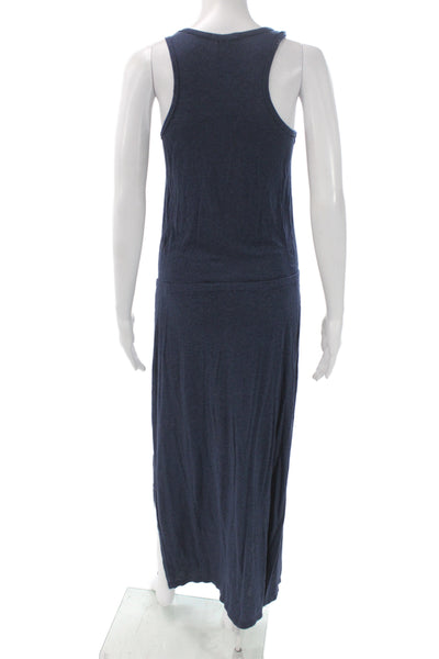 Marine Layer Women Maxi Dress Blue Scoop Neck Sleeveless Poly Mid-Calf Size M