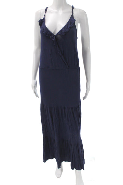 Soft Joie Womens Maxi Dress Blue V-Neck Sleeveless Mid-Calf Summer Size S
