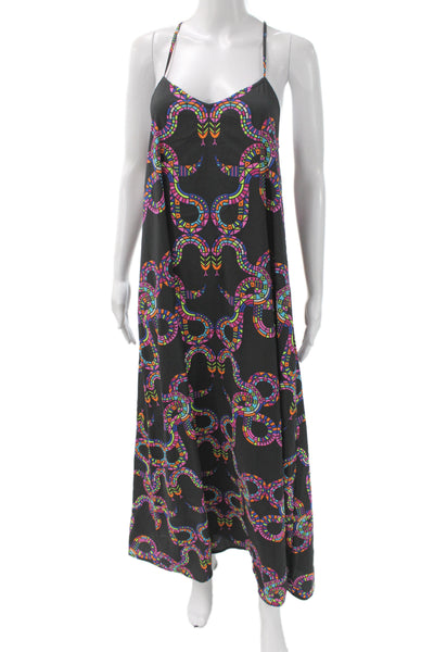 Mara Hoffman Womens Maxi Dress Black Geometric Sleeveless Size S