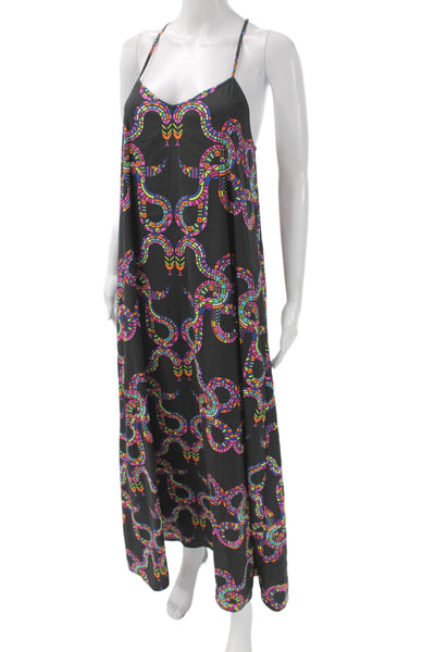 Mara Hoffman Womens Maxi Dress Black Geometric Sleeveless Size S