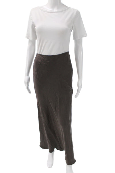 Dissh Women Brown Silk Maxi Skirt Size 4