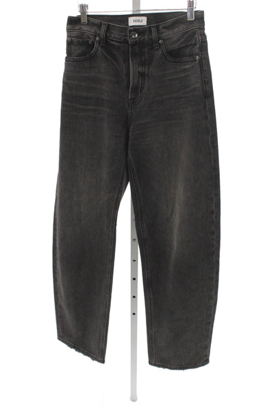 Pistola Women Straight Black High Rise Jeans Cotton Button Fly Size 25