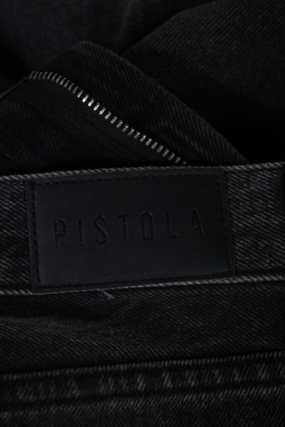 Pistola Women Straight Black High Rise Jeans Cotton Button Fly Size 25