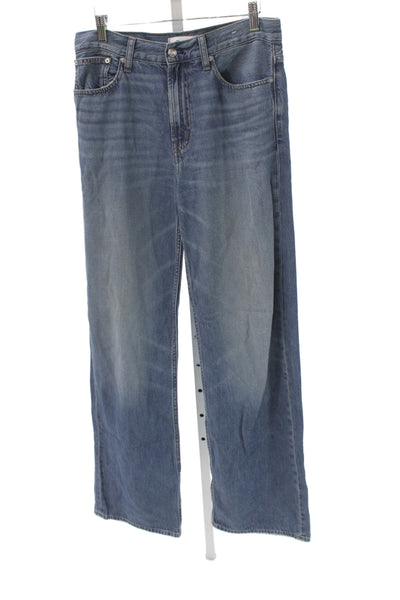 Madewell Womens Wide Leg High Rise Jeans Blue Cotton Button Size 26 Tall
